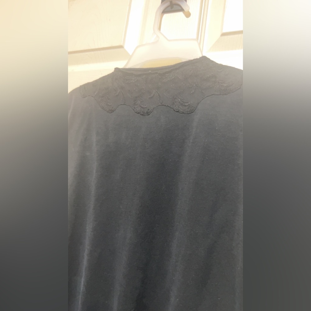 White House, Black Market Silk Black lace cardigan with ruffles Size: XL #lace - Picture 7 of 7